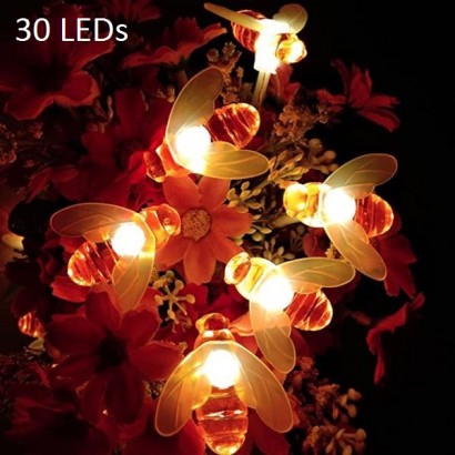 30 φώτα LED μπαταρίας μέλισσες σε καλώδιο