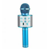 Ασύρματο bluetooth μικρόφωνο με ενσωματωμένο ηχείο και καραόκε μπλε WS-858