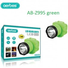 Επαναφορτιζόμενος προβολέας κεφαλής LED  πράσινος AB-Z995 Aerbes