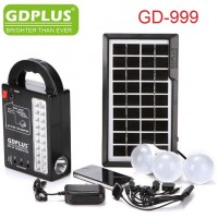Ηλιακό σύστημα φωτισμού με φακό, 3 λάμπες LED και πλεξούδα φόρτισης USB GD-999 GDPLUS
