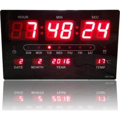 Μεγάλο ρολόι τοίχου LED με ένδειξη ημερομηνίας και θερμοκρασίας