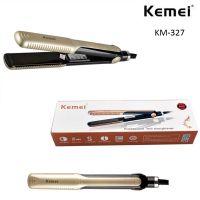 Ισιωτικό σίδερο μαλλιών με κεραμικές πλάκες χρυσό KM-327 KEMEI