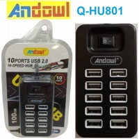 10 θύρες Hi-Speed HUB USB 2.0 μαύρο Q-HU801 ANDOWL