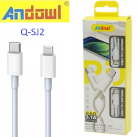 Καλώδιο γρήγορης φόρτισης και δεδομένων PD USB Type-C σε Lightning 3.1A λευκό Q-SJ2 ANDOWL