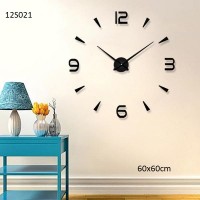 Ρολόι τοίχου με αυτοκόλλητα ψηφία 3D μαύρο  60x60cm 12S021-BF