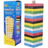 Ξύλινος πύργος ισορροπίας με χρωματιστά τουβλάκια 54 τεμάχια 8119