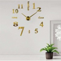 Ρολόι τοίχου με αυτοκόλλητα ψηφία 3D Χρυσό 60x60cm
