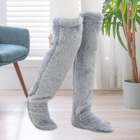 Μακριές κάλτσες σπιτιού fleece γκρι
