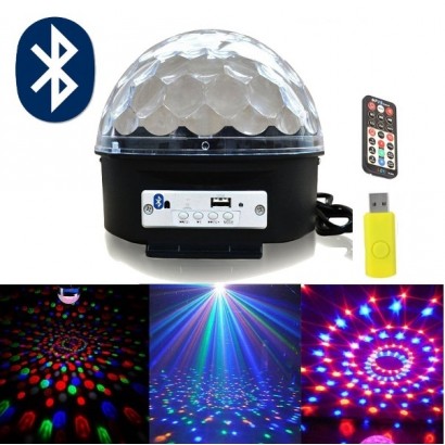 Bluetooth φωτορυθμικό LED φωτεινή μπάλα με USB Mp3 Player και τηλεχειρισμό + Δώρο στικάκι 0307