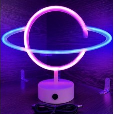 LED επιτραπέζιο φωτιστικό νέον με βάση Κρόνος ροζ-μπλε