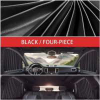 Κουρτίνες πλαϊνών παραθύρων αυτοκινήτου μαύρες 4 τεμάχια 68898-06