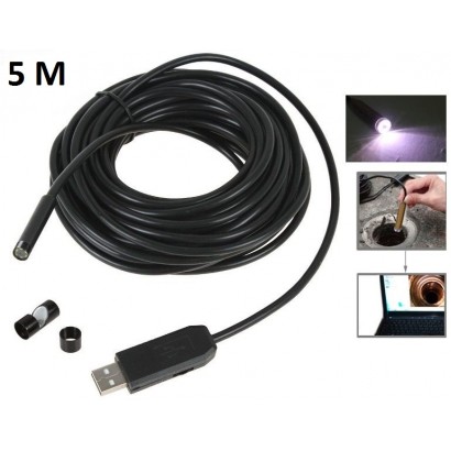 USB ενδοσκοπική αδιάβροχη κάμερα μικροσκόπιο 5m με φωτισμό 6x LED