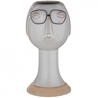 Κασπώ ArteLibre Πρόσωπο Με Γυαλιά Γκρι Πορσελάνη 12x11.5x23.5cm