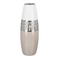 Βάζο ArteLibre Λευκό-Ασημί-Μπεζ Κεραμικό 12.5x12.5x29cm