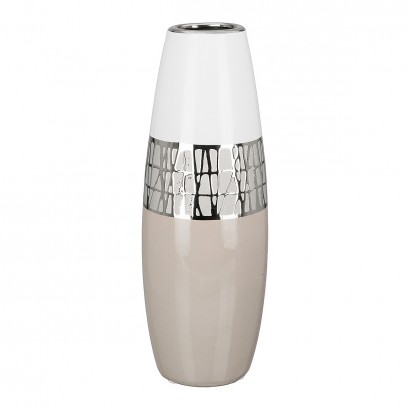 Βάζο ArteLibre Λευκό-Ασημί-Μπεζ Κεραμικό 12.5x12.5x29cm