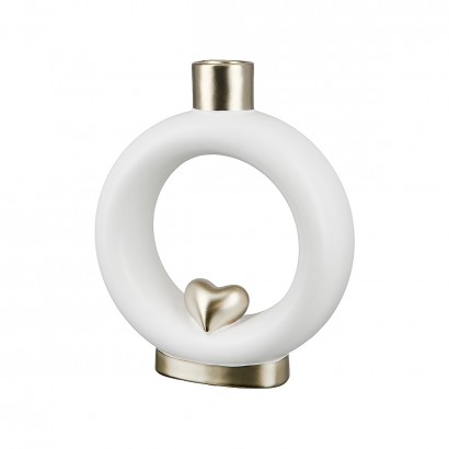 Βάζο ArteLibre Love Λευκό-Χρυσό Κεραμικό 6x17x20cm
