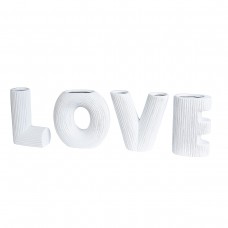 Βάζο ArteLibre 'LOVE' Λευκό Κεραμικό Υ15cm Σετ 4Τμχ