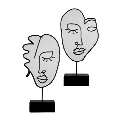 Διακοσμητικό ArteLibre Πρόσωπο Σε Βάση Μαύρο-Λευκό Polyresin 7x19x36.5cm Σε 2 Σχέδια