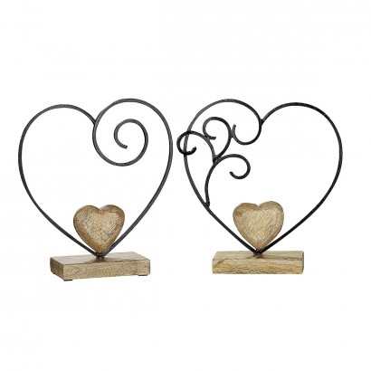 Διακοσμητικό ArteLibre Καρδιά Μαύρο-Φυσικό Μέταλλο-Ξύλο 7.6x24x26.5cm Σε 2 Σχέδια