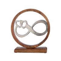 Διακοσμητικό ArteLibre Το Άπειρο Σε Κύκλο Ασημί-Φυσικό Αλουμίνιο-Ξύλο 5x24x26cm