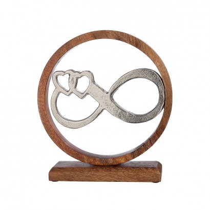 Διακοσμητικό ArteLibre Το Άπειρο Σε Κύκλο Ασημί-Φυσικό Αλουμίνιο-Ξύλο 5x24x26cm