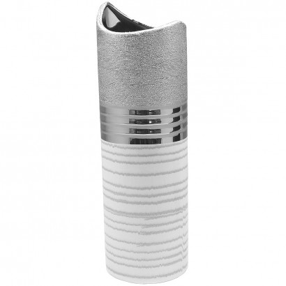 Βάζο ArteLibre Ασημί-Λευκό Κεραμικό 13x13x44cm