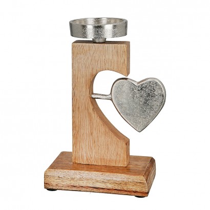 Θήκη Ρεσώ ArteLibre Καρδιές Φυσικό-Ασημί Ξύλο-Αλουμίνιο 8x15x20cm