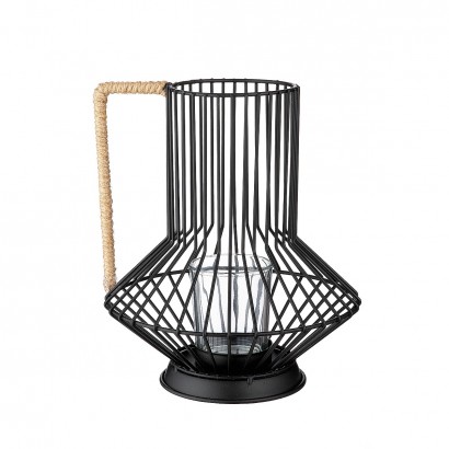 Κηροπήγιο ArteLibre Με Χερούλι Μαύρο-Φυσικό Μέταλλο 19.5cm