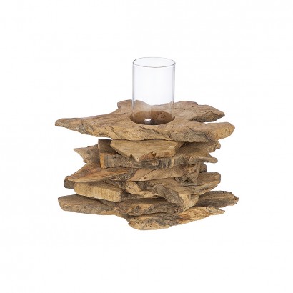 Διακοσμητικό Σύνθεση Βάζο Σε Ξύλα Φυσικό Ξύλο 21cm