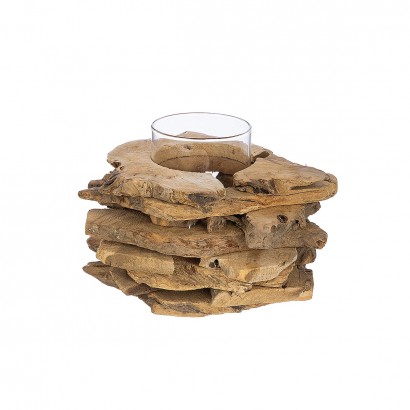 Διακοσμητικό Σύνθεση Βάζο Σε Ξύλα Φυσικό Ξύλο 18cm