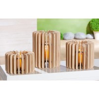 Κηροπήγιο ArteLibre Φυσικό-Διάφανο Ξύλο-Γυαλί 13cm