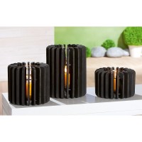 Κηροπήγιο ArteLibre Μαύρο-Διάφανο Ξύλο-Γυαλί 13cm