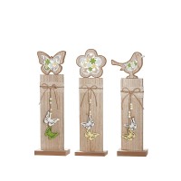 Διακοσμητικό ArteLibre Σταντ Με Πουλί-Λουλούδι-Πεταλούδα Φυσικό MDF 9x15x49cm Σε 3 Σχέδια