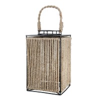 Φανάρι ArteLibre Μαύρο-Φυσικό Μέταλλο-Σχοινί 18x18x30cm