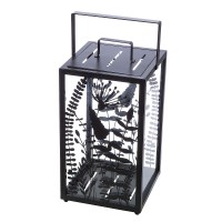 Φανάρι ArteLibre Με Διακόσμηση Λουλούδια Μαύρο Μέταλλο-Γυαλί 25x25x48cm