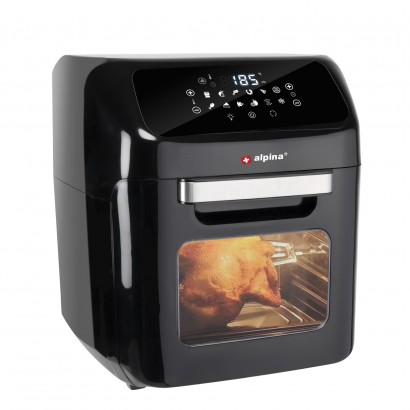 Φριτέζα Αέρος Με 9 Προγράμματα Ψησίματος 5 Εξαρτήματα Μαύρο-Ασημί 12lt 1800W ALPINA