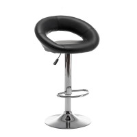 Σκαμπό Bar ArteLibre FETT Με Πλάτη Πτυσσόμενο Μαύρο PU-Μέταλλο 54x49x81-103cm