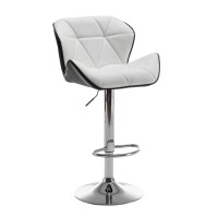 Σκαμπό Bar ArteLibre DRASH Με Πλάτη Πτυσσόμενο Λευκό-Μαύρο PU-Μέταλλο 54x52x87-109cm