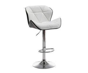 Σκαμπό Bar ArteLibre DRASH Με Πλάτη Πτυσσόμενο Λευκό-Μαύρο PU-Μέταλλο 54x52x87-109cm