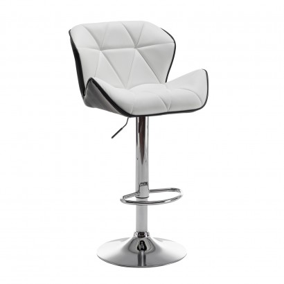 Σκαμπό Bar ArteLibre DRASH Με Πλάτη Πτυσσόμενο Λευκό-Μαύρο PU-Μέταλλο 54x52x87-109cm