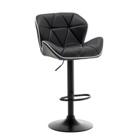 Σκαμπό Bar ArteLibre DRASH Με Πλάτη Πτυσσόμενο Μαύρο PU-Μέταλλο 54x52x87-109cm