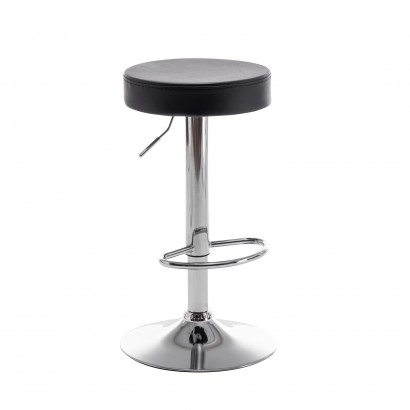 Σκαμπό Bar ArteLibre LORTHA Πτυσσόμενο Μαύρο PU-Μέταλλο Φ39x64-86cm