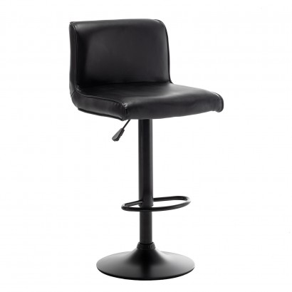 Σκαμπό Bar ArteLibre ARMOR Με Πλάτη Πτυσσόμενο Μαύρο PU-Μέταλλο 45x48x86-107.5cm