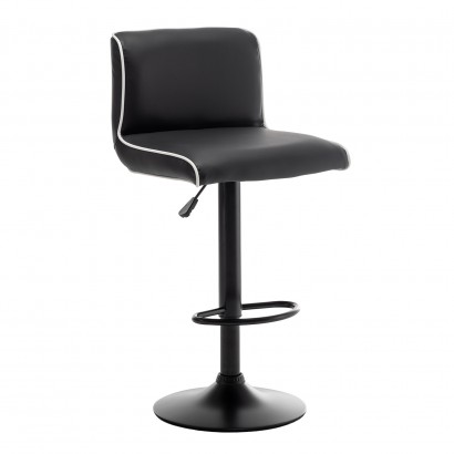 Σκαμπό Bar ArteLibre ARMOR Με Πλάτη Πτυσσόμενο Μαύρο-Λευκό PU-Μέταλλο 45x48x86-107.5cm