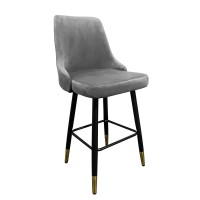 Σκαμπό Bar ArteLibre COBB Με Πλάτη Γκρι Βελούδο-Μέταλλο 49x53x100cm