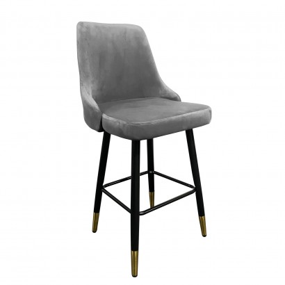 Σκαμπό Bar ArteLibre COBB Με Πλάτη Γκρι Βελούδο-Μέταλλο 49x53x100cm