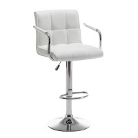 Σκαμπό Bar ArteLibre DOKK Με Πλάτη Πτυσσόμενο Λευκό PU-Μέταλλο 52x56x94-115cm