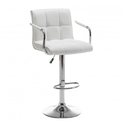 Σκαμπό Bar ArteLibre DOKK Με Πλάτη Πτυσσόμενο Λευκό PU-Μέταλλο 52x56x94-115cm