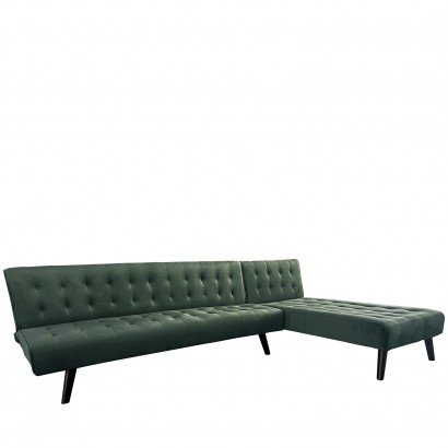 Καναπές Κρεβάτι Γωνιακός ArteLibre MAGUS Πράσινο Ύφασμα 254x77-163x74cm