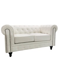 Καναπές Διθέσιος ArteLibre AVERY Λευκό PU 155x90x73cm